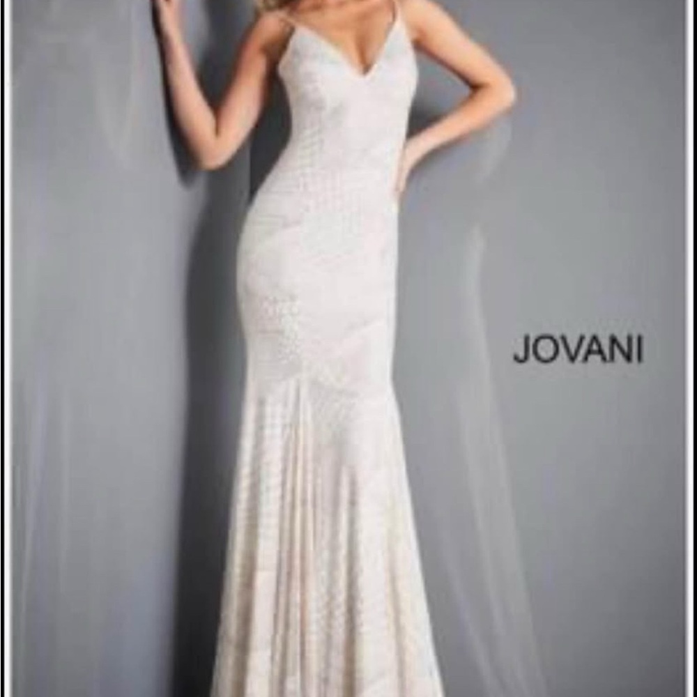 Jovani 05960 V neck Glitter Prom Dress